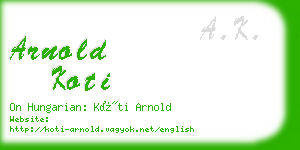 arnold koti business card